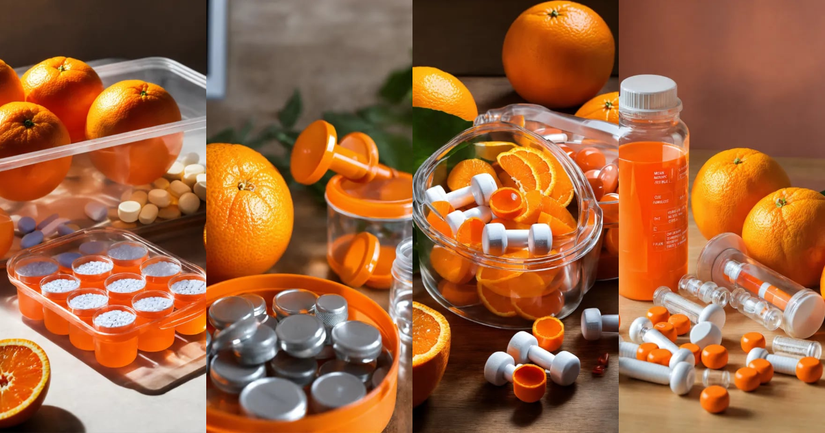 Lexica Medical pills in the transparent orange container, oranges, 2