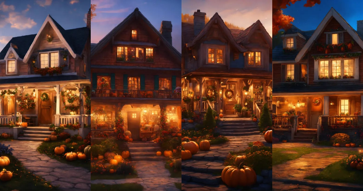 Lexica - Epic shot of a ultra cozy thanksgiving house, ultra detailed ...