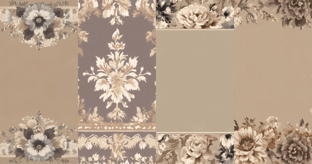 Lexica - Create a floral ikat border toile pattern. Creme taupe grey tones