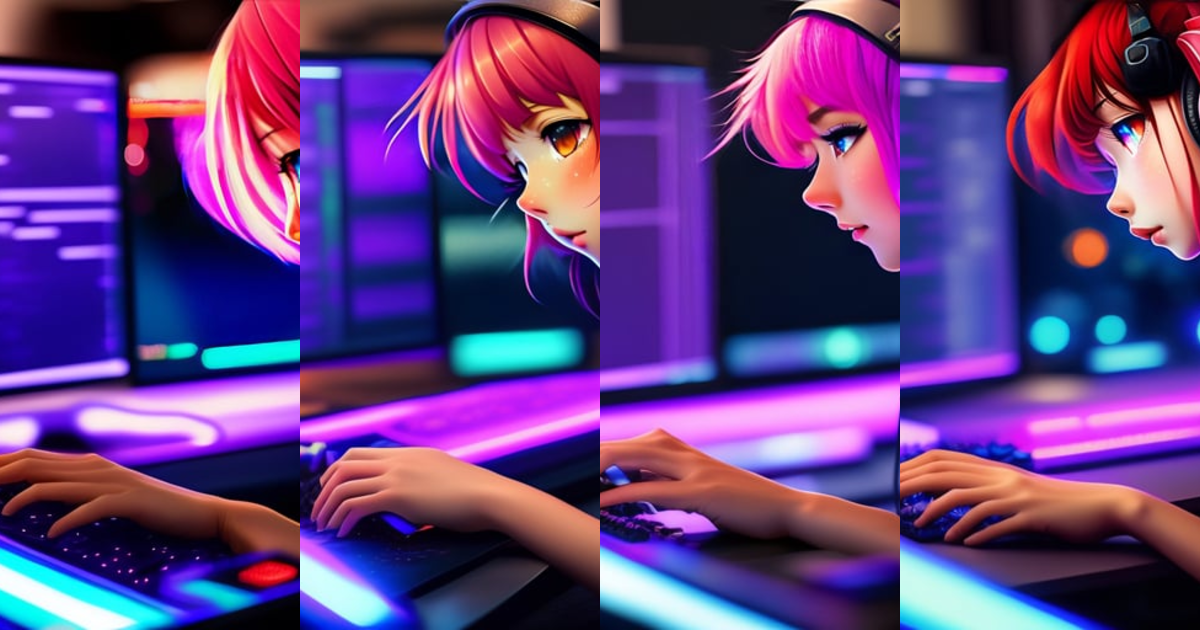 Lexica - Anime girl programming at a computer lofi