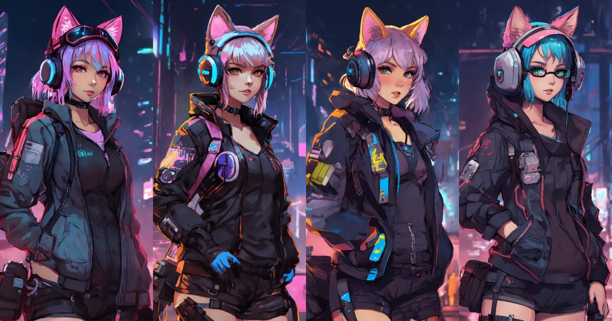 Lexica - A cute cat girl, cyberpunk, in anime style