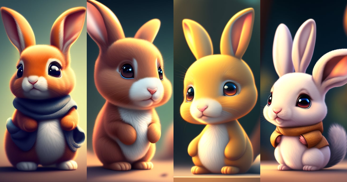 Lexica - Cute and adorable cartoon rabbit baby rhea facing the camera ...