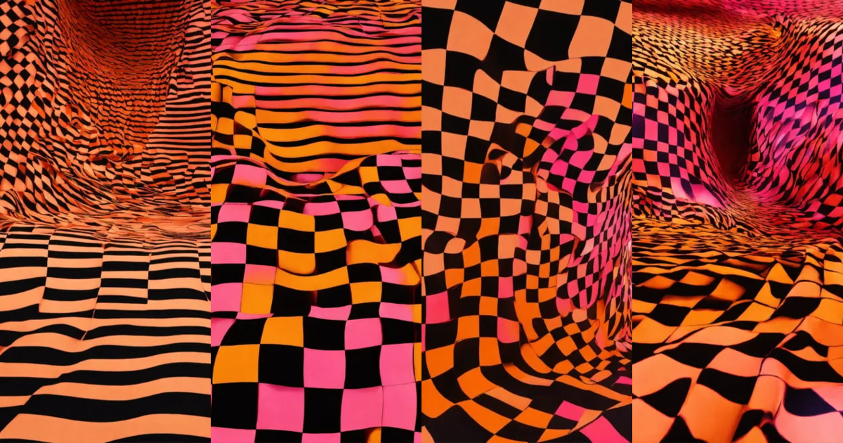 Lexica - Pink and orange large checkerboard pattern graphic, wavy ...
