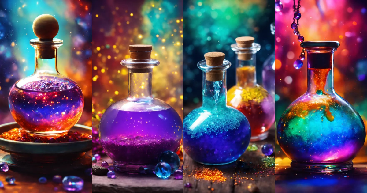 Lexica - Colorful magic potion, mercury colors, magic background