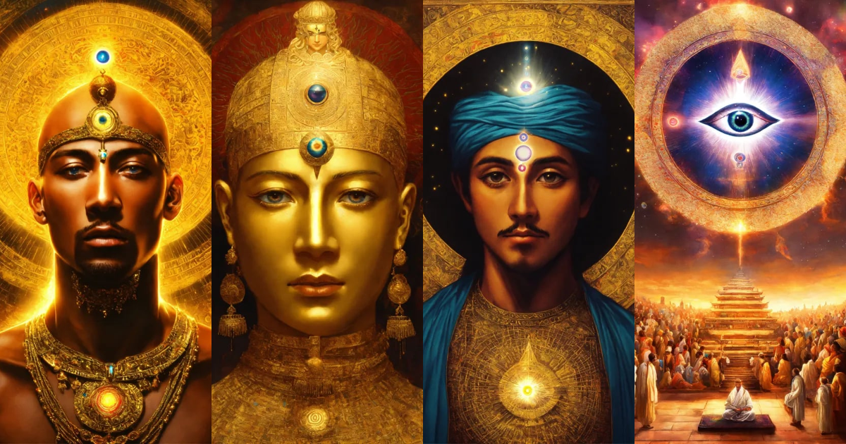 Lexica - An enlightened man with 3rd eye opendescendin from heavens on ...