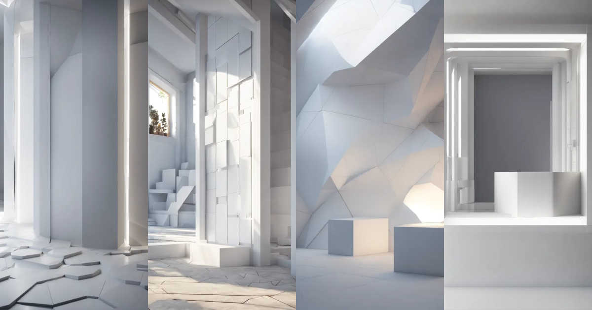 Lexica - White plastic geometric 3d render realistic light si fi