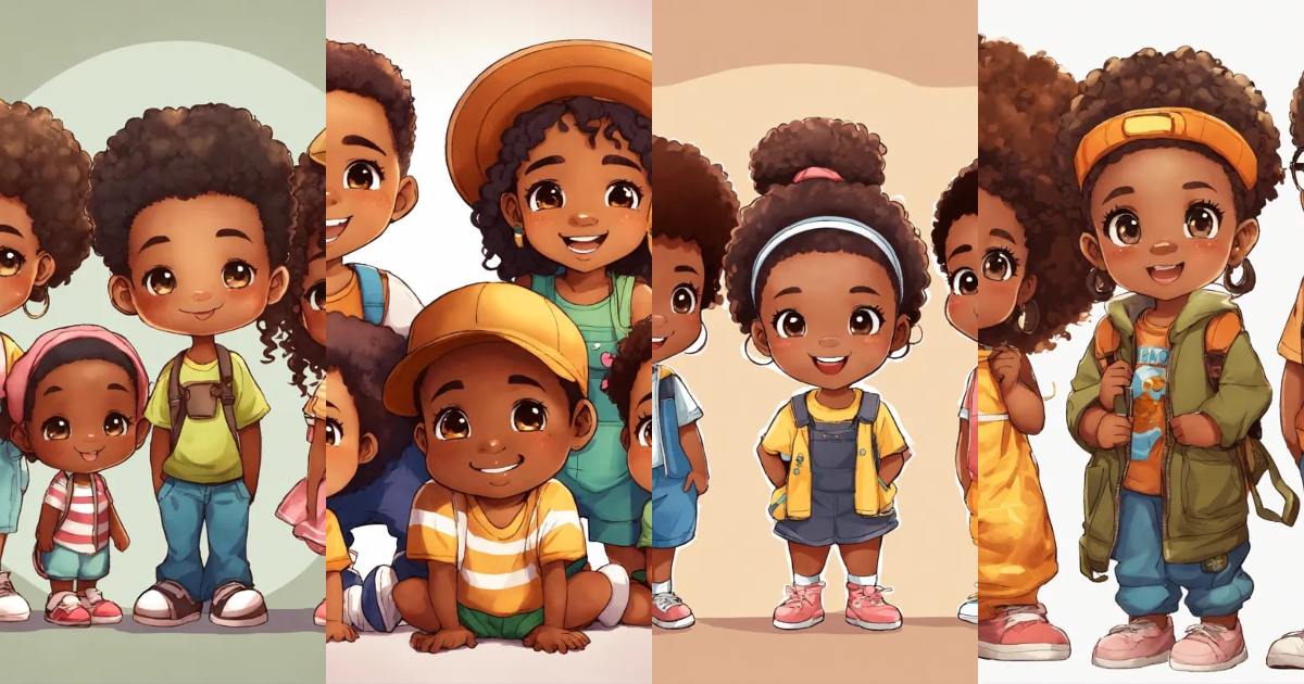 Lexica - Group of four African American kids, cute and adorable, fun ...