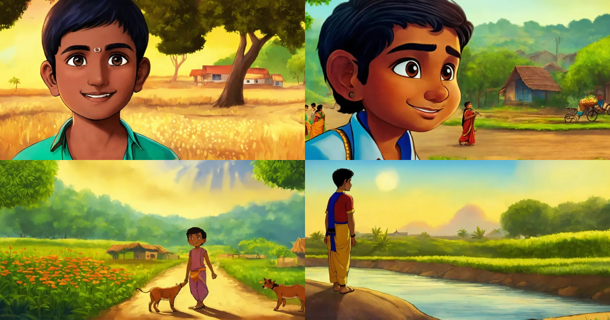 Lexica - Once upon a time, there was a small boy named Raju in a ...