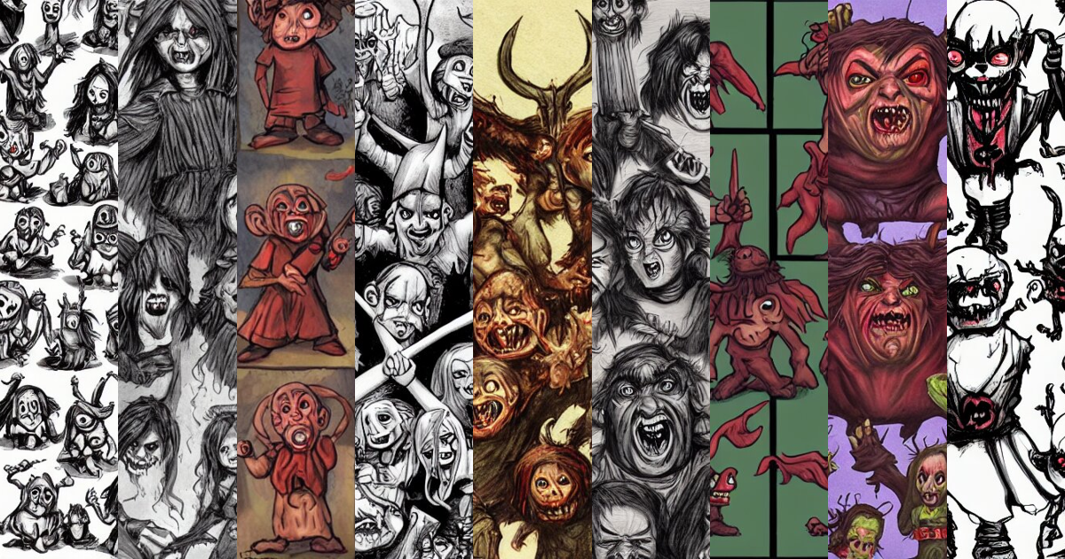 Lexica - Demonic munchkins possessed by the devil, in the style of brom