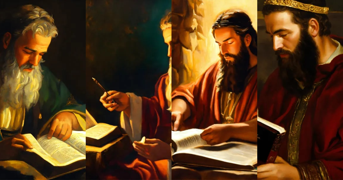 Lexica - Oil painting of a biblical man reading a bible