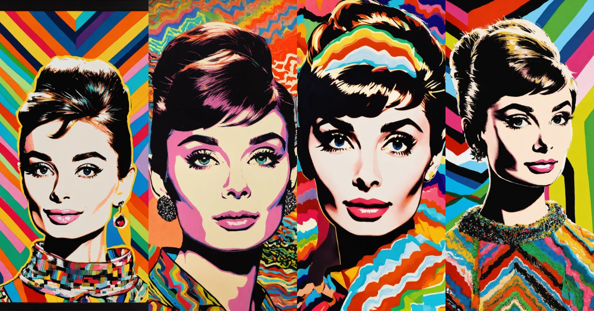 Lexica - Audrey Hepburn, multi coloured, black and white chevron, coogi ...