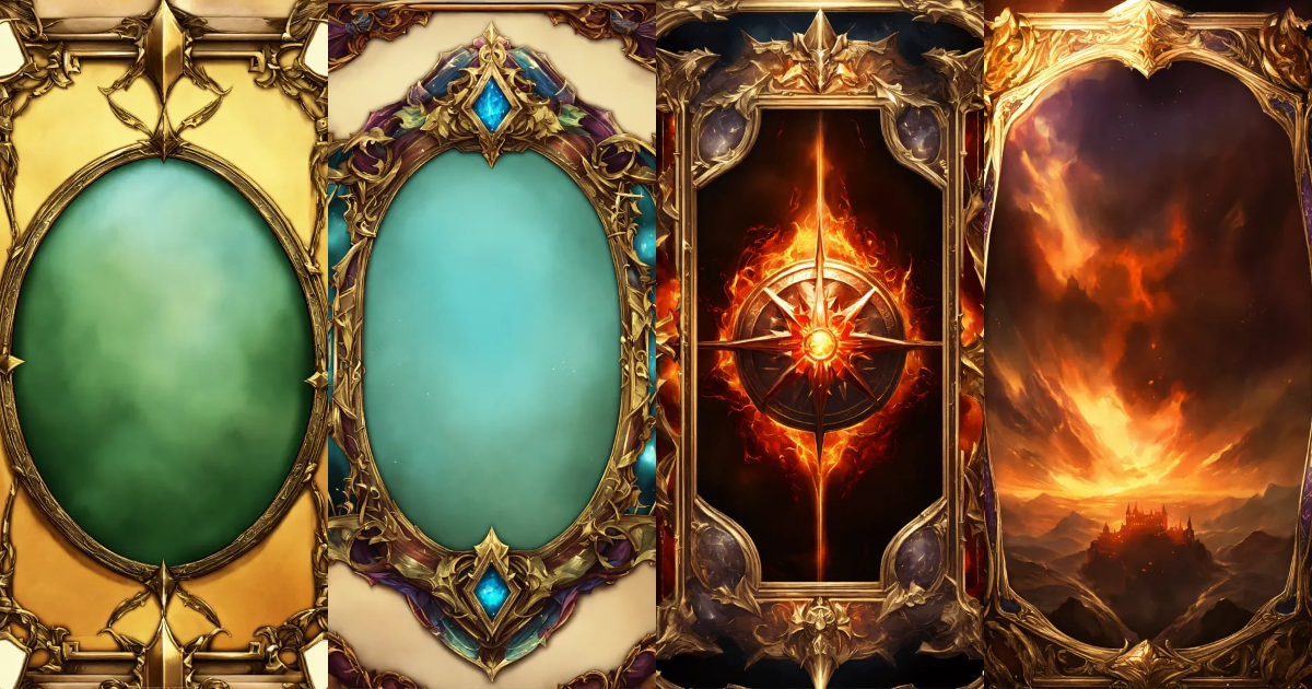 Lexica - Thin frame, empty, fantasy art card game, template, decorative ...