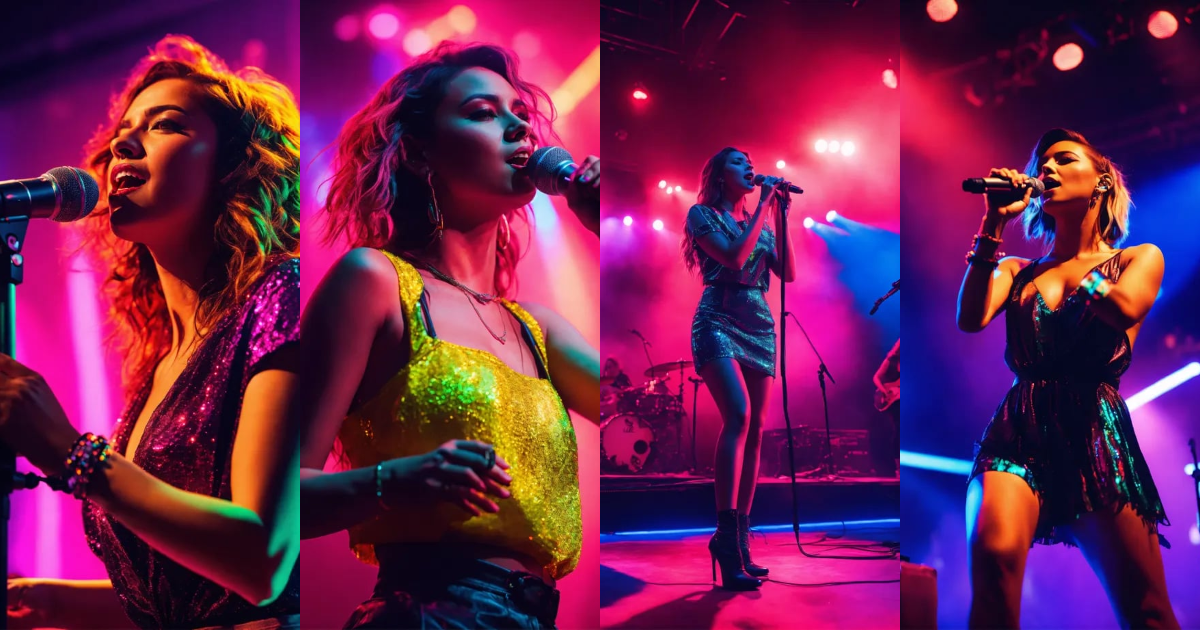 Lexica - Cinematic photography, modern, female singer on stage ...
