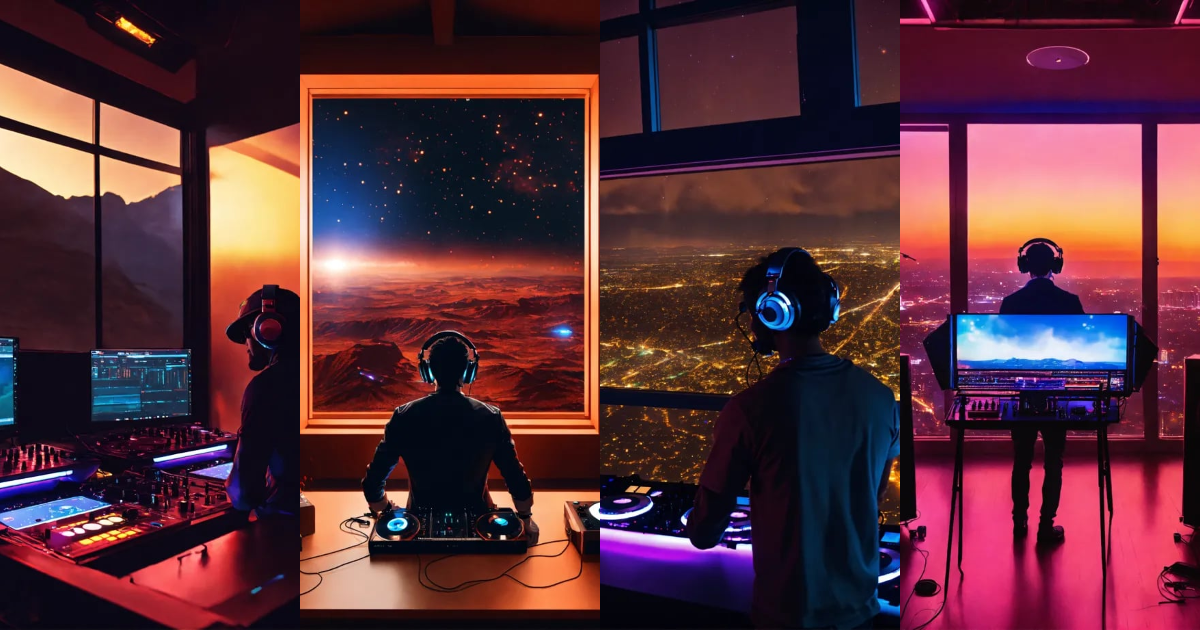 Lexica - DJ at concert with a window with Mars View 4K realistic ...