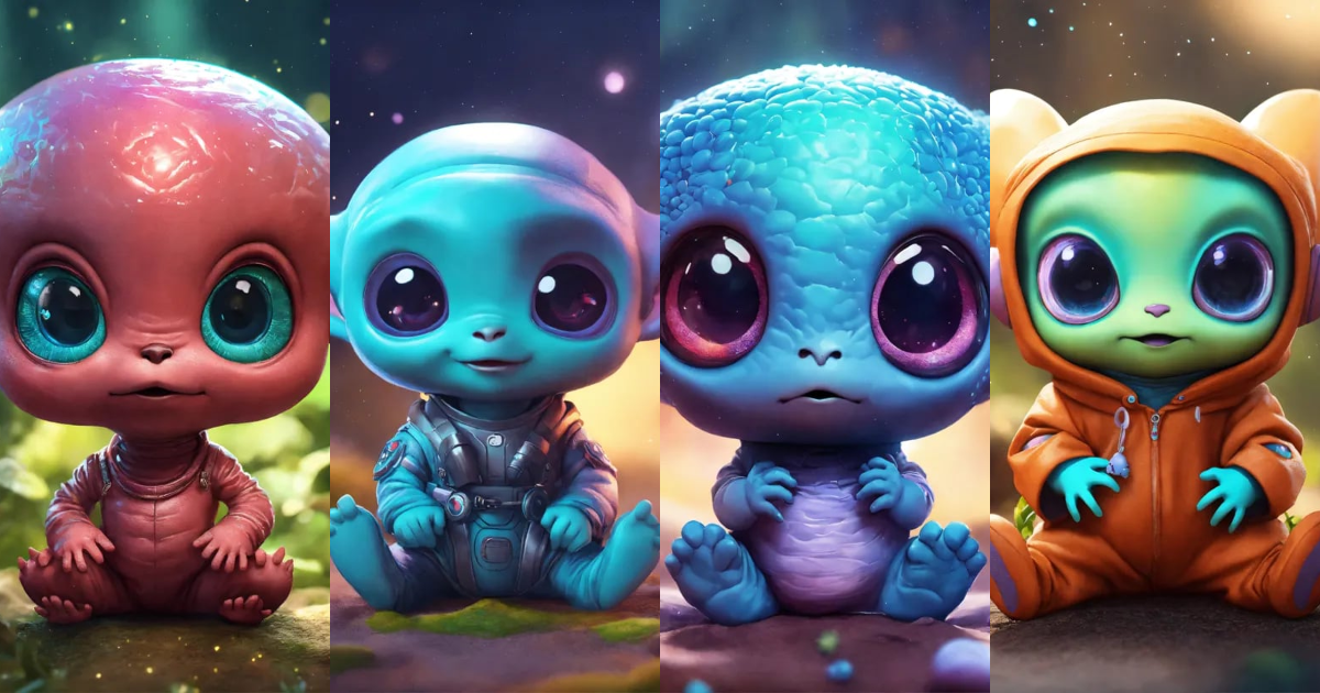 Lexica - Cute and adorable cartoon alien baby, fantasy, dreamlike ...