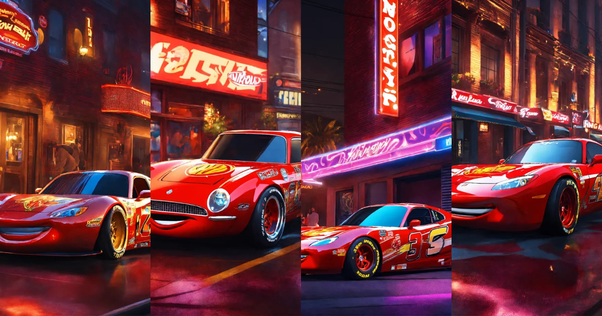 Lexica - Lightning McQueen wearing shiny rims, tinted windows, and ...