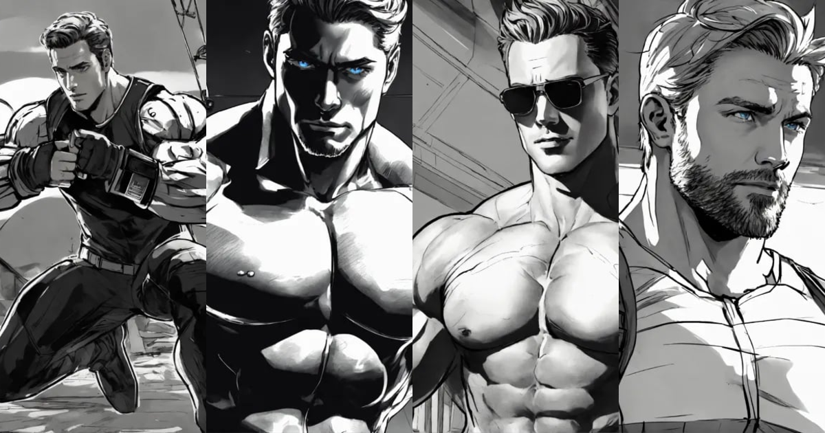 Lexica - Black and white illustration of male hollywood actor ...