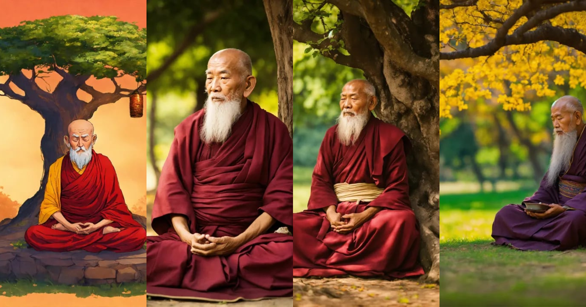 Lexica - Wise old monk in meditation under a tree
