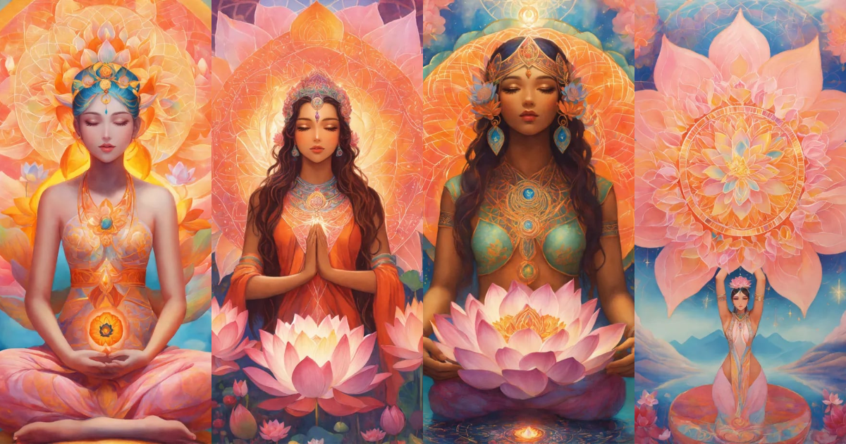Lexica - Illustrated like jacqueline marval goddess of lotus flowers ...