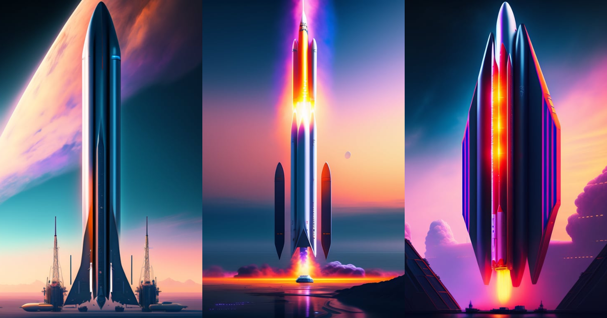 Lexica - Spacex starship launch, cyberpunk colors, detailed digital ...