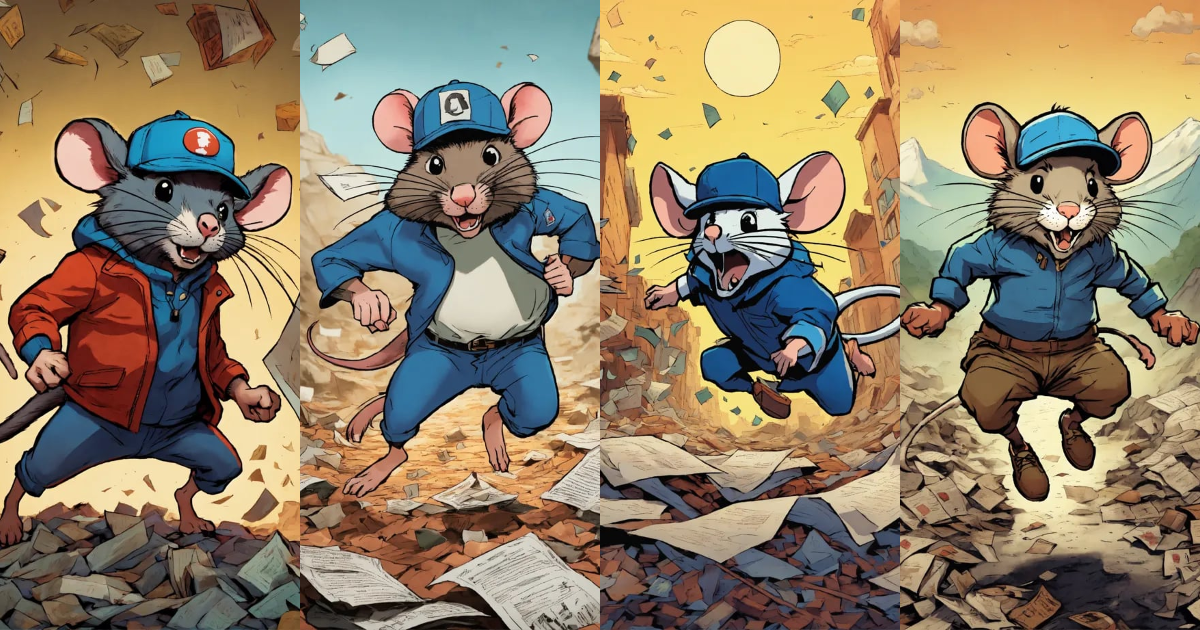 Lexica - A cap on the ground, the angry rat jumps with both feet on ...