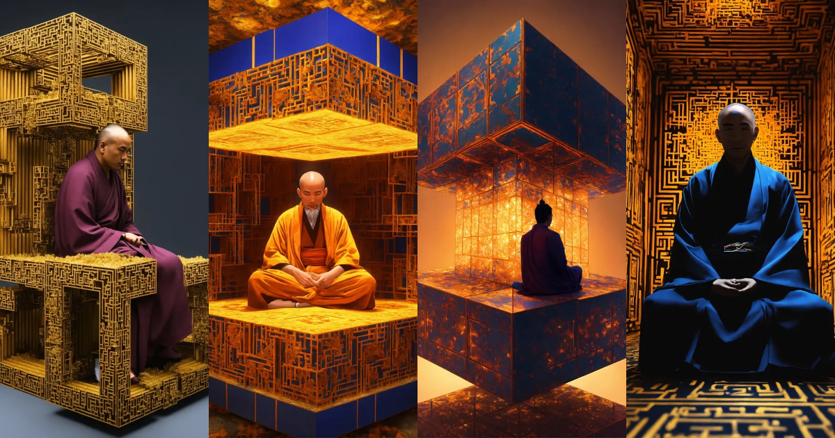 Lexica - Sitting Taoist monk tesseract body fractal three point ...