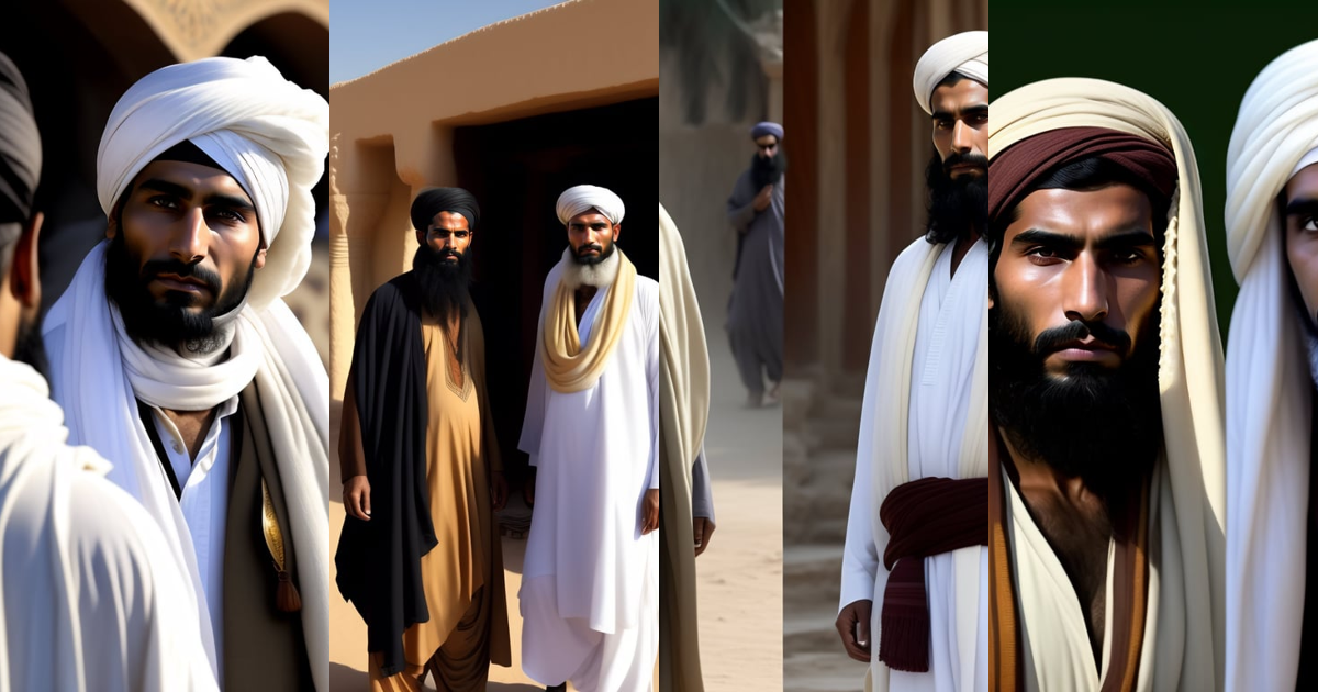 Lexica - Taliban fighter in white robe and a scarf and pakol in Mazari ...