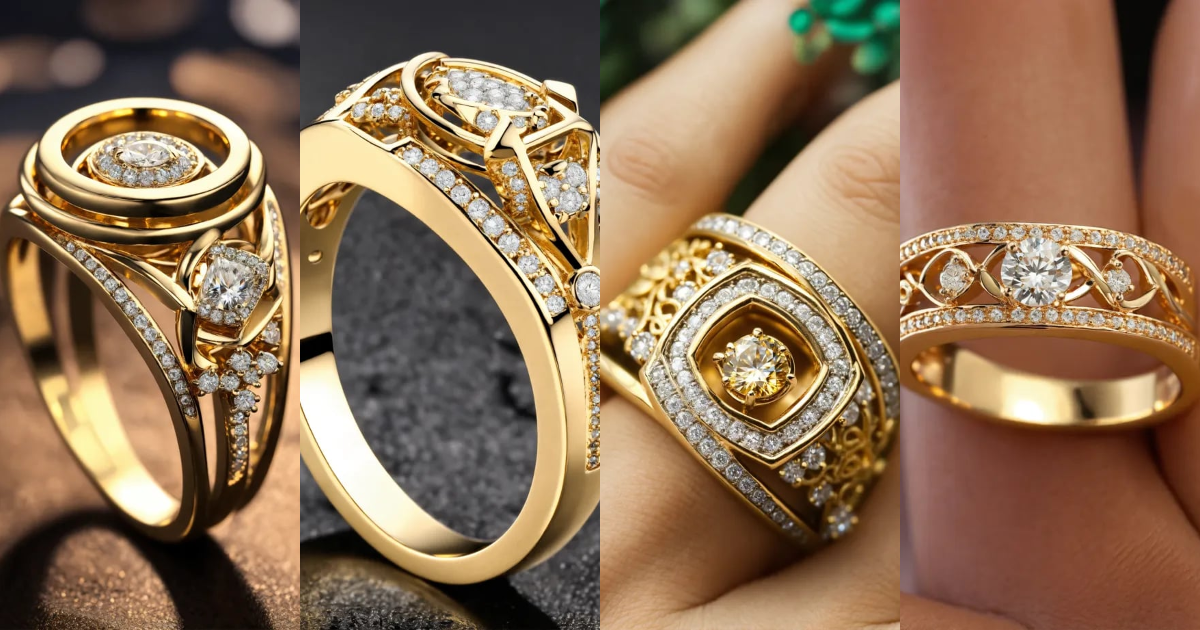 Lexica - Jewellery design, vintage style, Create diamond gold ring with ...