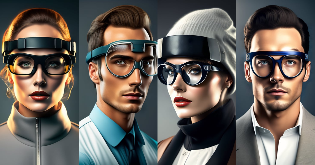 Lexica Forehead, glasses, goggles, goggles_on_head, grey_background