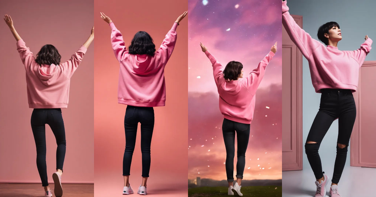 Lexica - Full body, a woman from her back, raising both her hands up ...