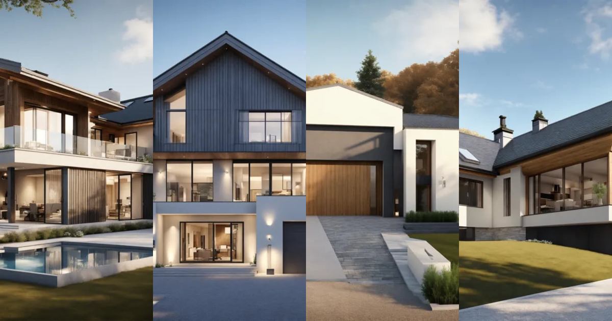 Lexica - Gable roof, luxury modern home, double garage, minimalist ...