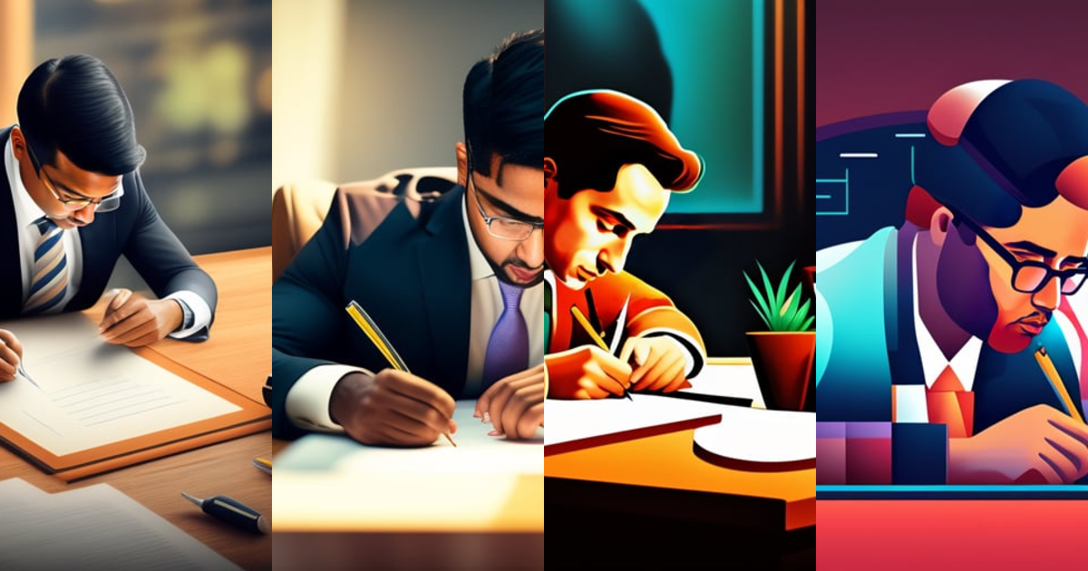 Lexica - Graphic Illustration Of A Man Writing A Resume