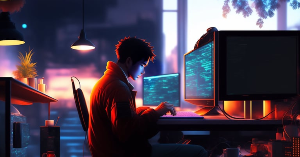 Lexica - Create a high resolution artwork of lofi ,Anime man is ...