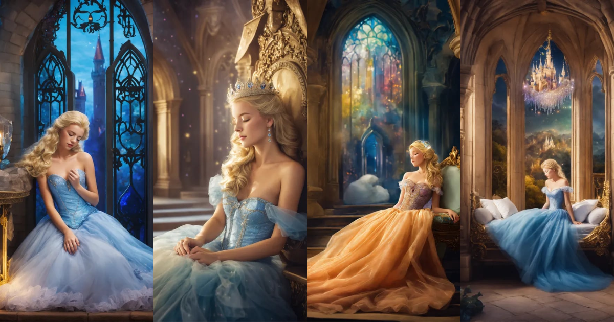 Lexica - A crystal blonde Cinderella sleeping in a Magical castle ...