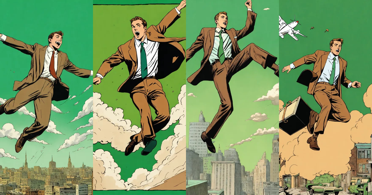 Lexica - White business man in brown suit falling from the sky with ...