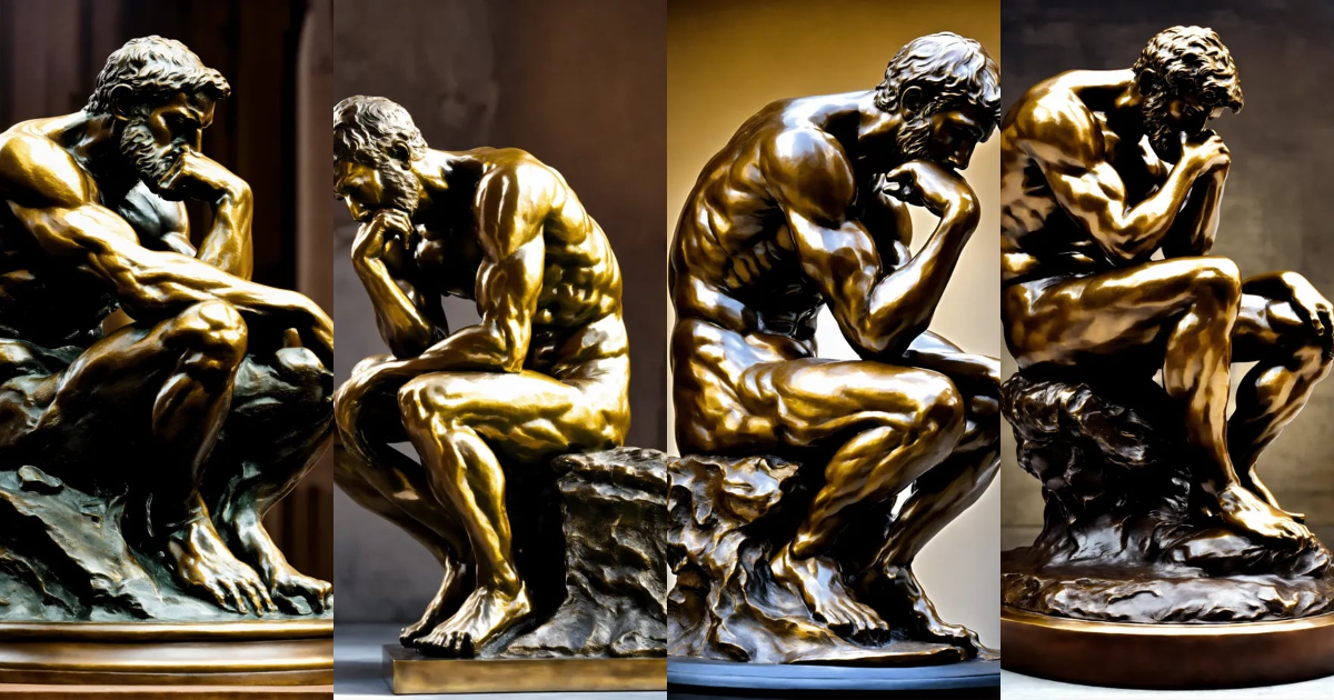 Lexica - Sculpture of Rodin's The Thinker, muscular and in other ...