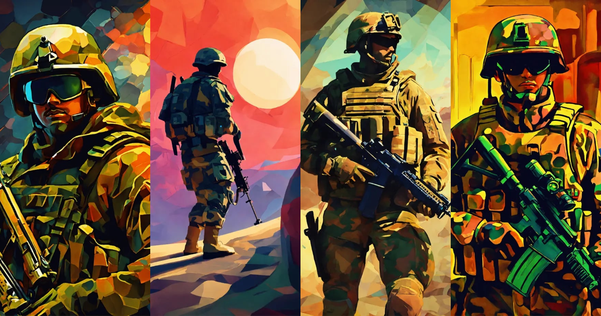Lexica - Animated abstract art. soldier.