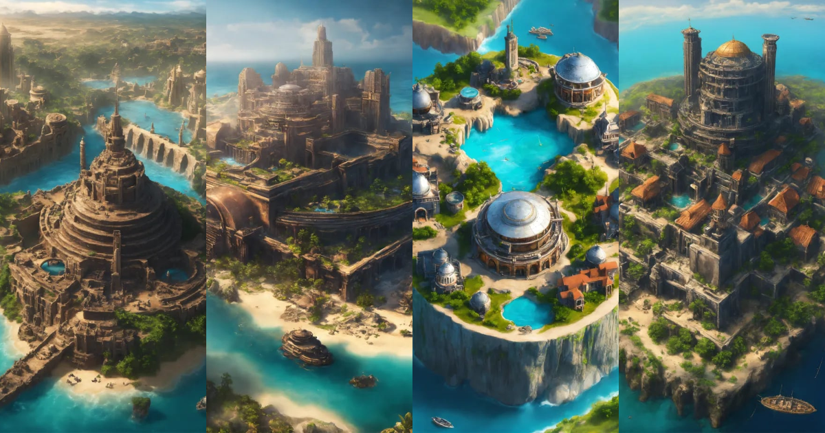 Lexica - Atlantis filled with ancient black people. Round with 3 ...