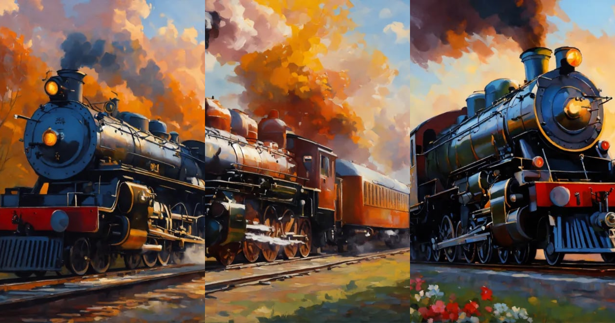 Lexica - Create a painting of an steam locomotive big boy, painting by ...