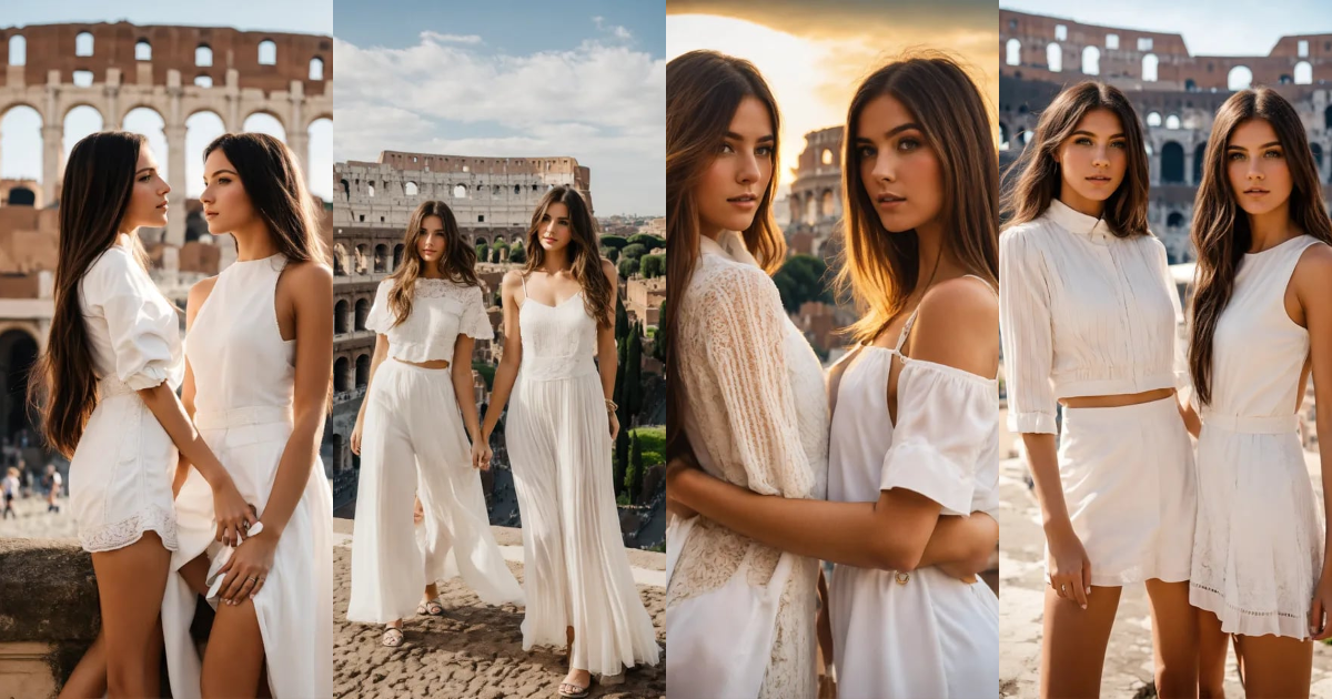 Lexica - Photo of skyline of rome at day with two female models and the ...