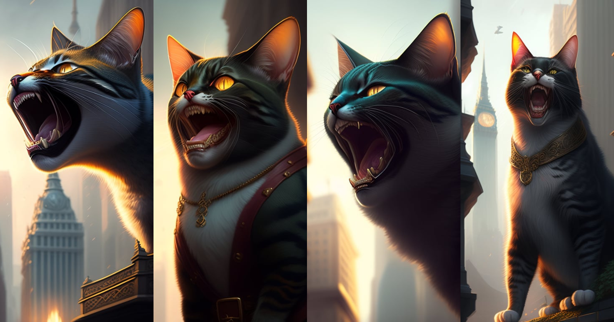 Lexica - A grotesque cat minion shrieking and gnashing its teeth in a ...
