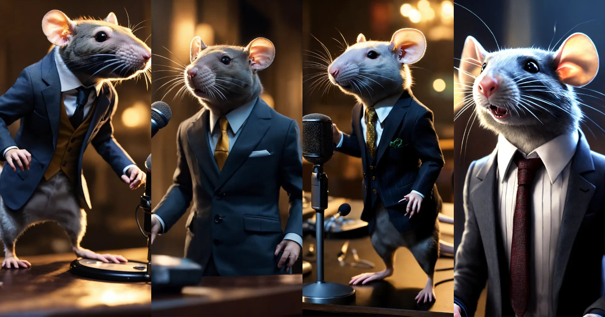Lexica - Close up image of a rat, tilted to the right of a standing rat ...