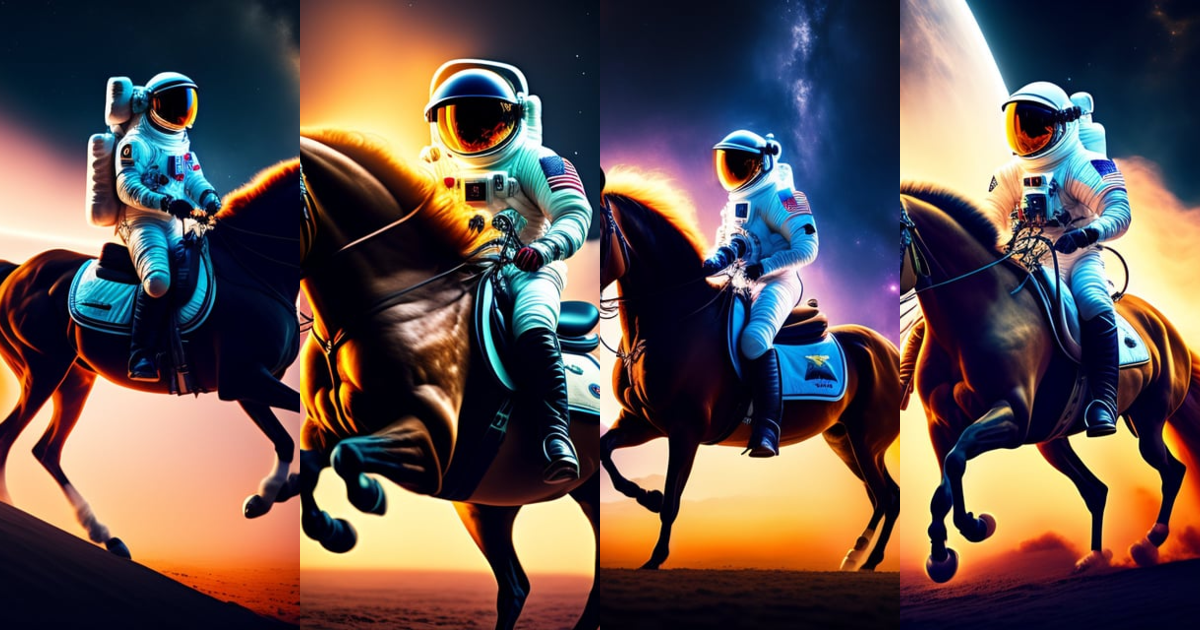 Lexica - An astronaut riding horse in space, space, interplanetary, so ...