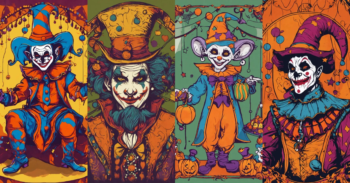 Lexica - Jester at the circus, halloween shirt, low color contrast ...