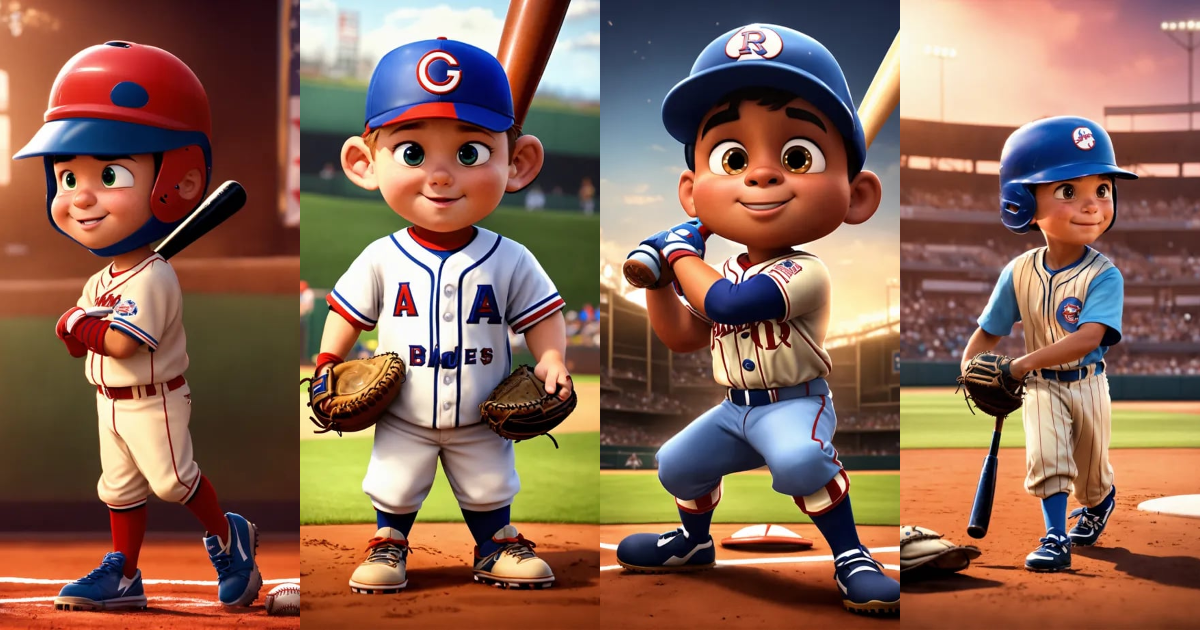 Lexica - A photo of a kid american baseball player, pixar animation ...