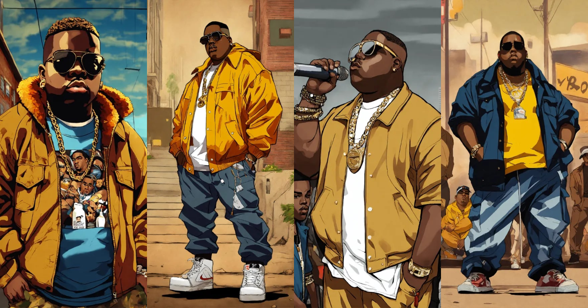 Lexica - Hip hop art style Notorious B.I.G boondocks full body