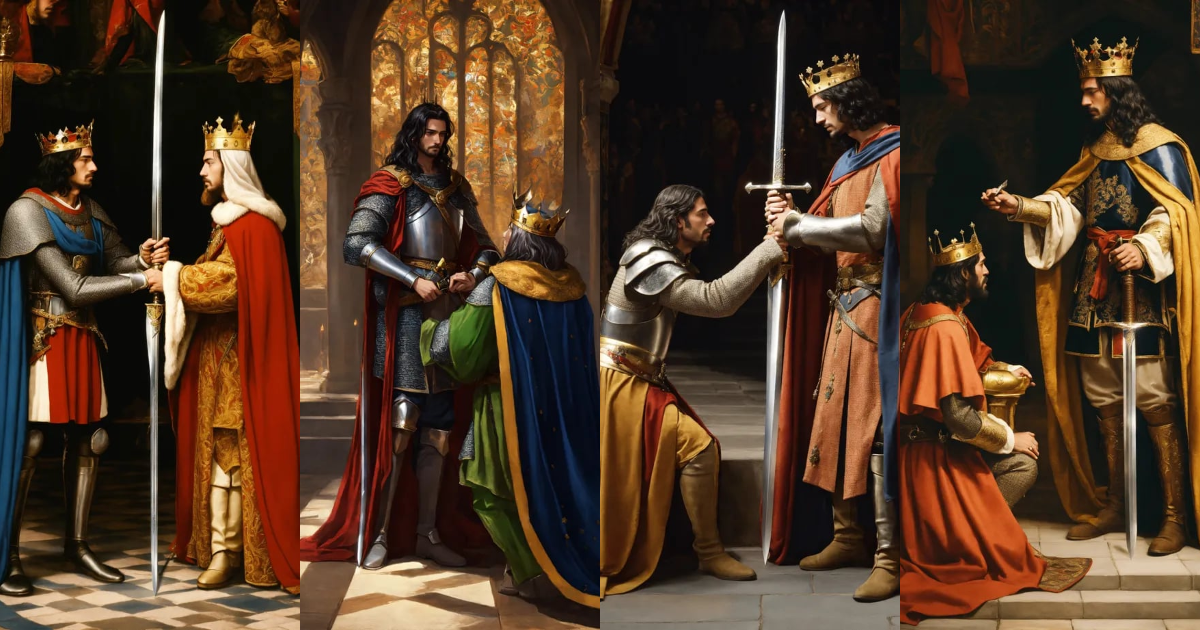 Lexica - In medieval, the king is around 50 years old, holding a sword ...