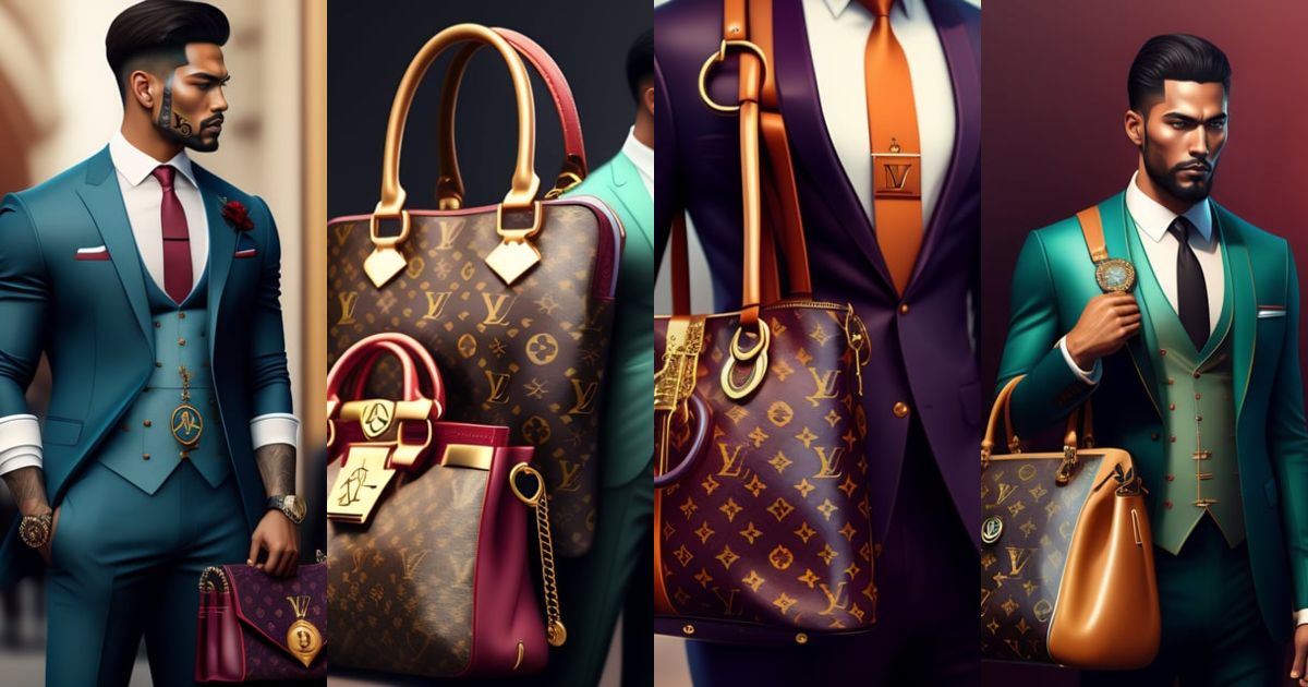 Lexica - LV three piece suit, LV handbag, mercedes key chain laying on a  beh character concept design, painting, detailed, vivid, trending on  artstat