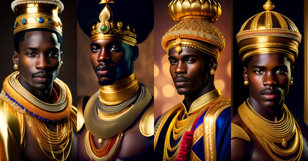 Lexica - African prince, wearing royal robes, wearing gold ornaments ...