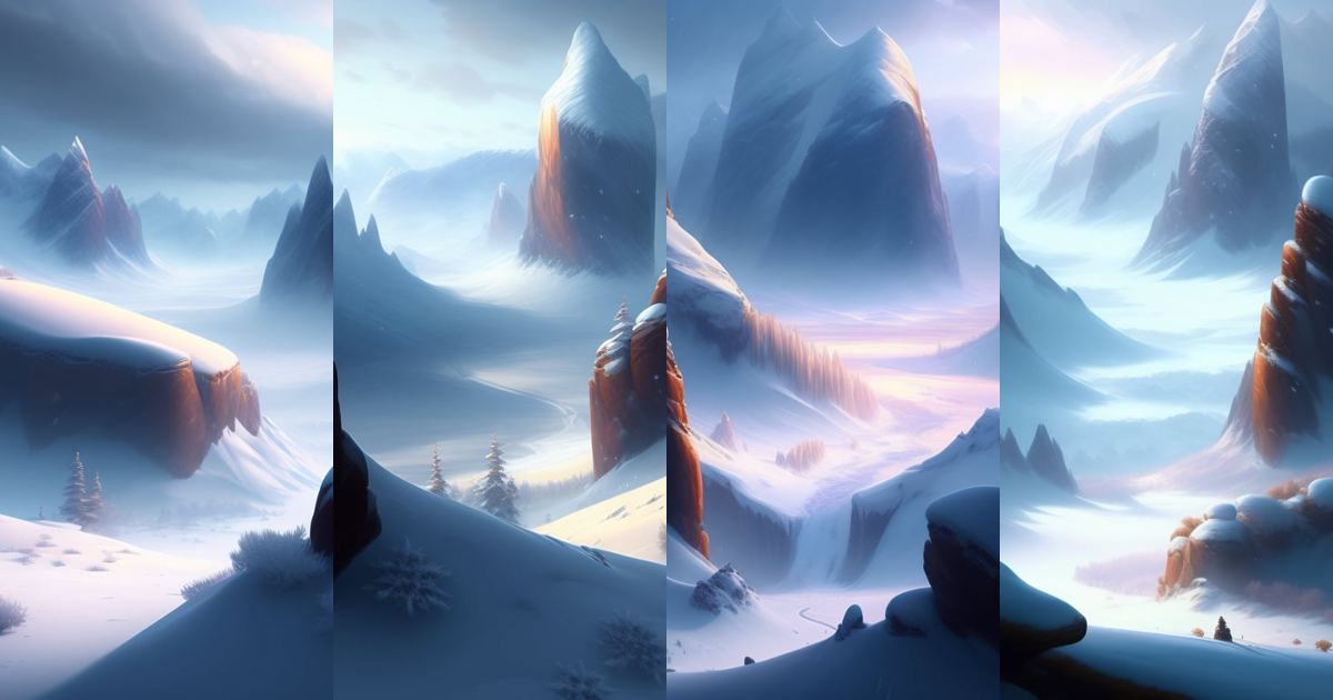 Lexica - A wonderful land with hyperdetailed snow falling on a wide ...